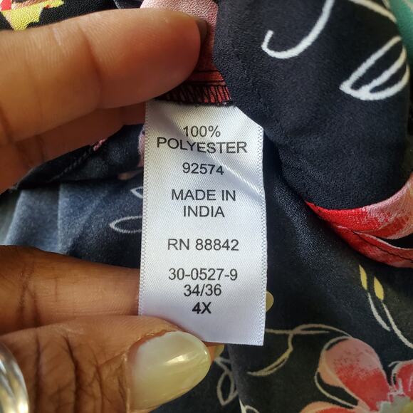 Woman Within Sleeveless Floral Button Down Shirt Top 4X - Picture 7 of 8